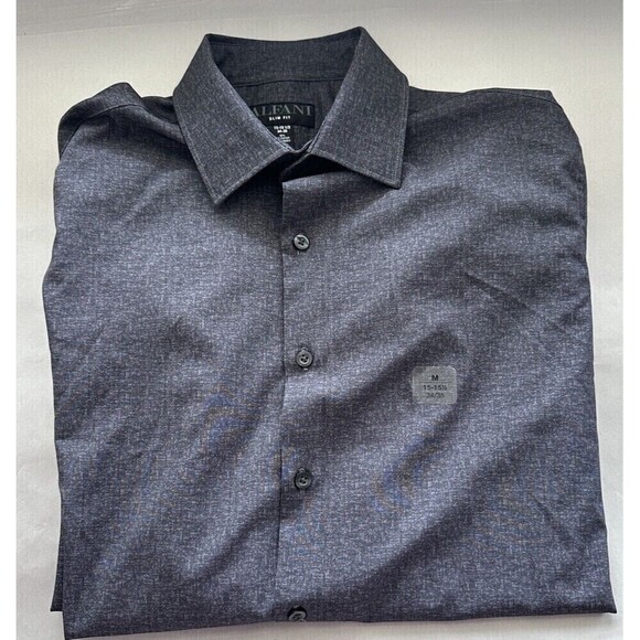 Alfani Mens Slub-Texture Dress Shirt Button Down Charcoal Gray Long Sleeve - Picture 2 of 5